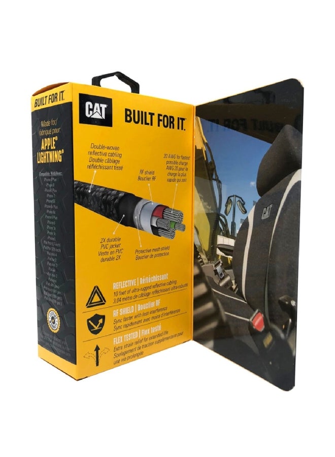 CAT MFI Certified Apple Lightning to USB-C Strain Relief Fast Charging/Sync Cable Black and White 10ft 19 x 5 x 11 cm CAT-USBC-ACL - Image 4